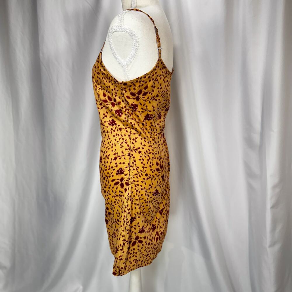 Sisley Italy Mini Slip Dress Yellow Red Floral 90s Y2K Euro Summer Romantic XS - Picture 15 of 16